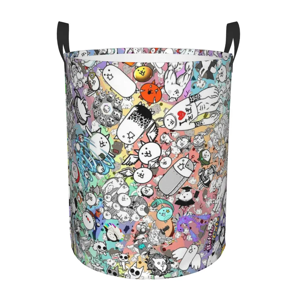 전투 고양이 접이식 세탁 바구니 더러운 옷 장난감 잡화 보관 바구니 홈 어린이를위한 대형 방수 상자