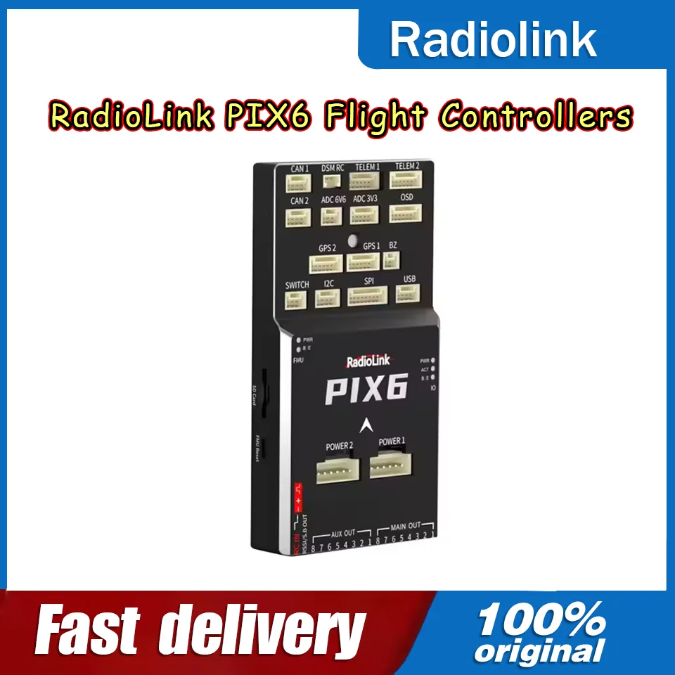 Radiolink PIX6 Open-source Flight Controllers for All Models Dual-gyro Built-in Dual GPS OSD Support for Airplane Car Boat