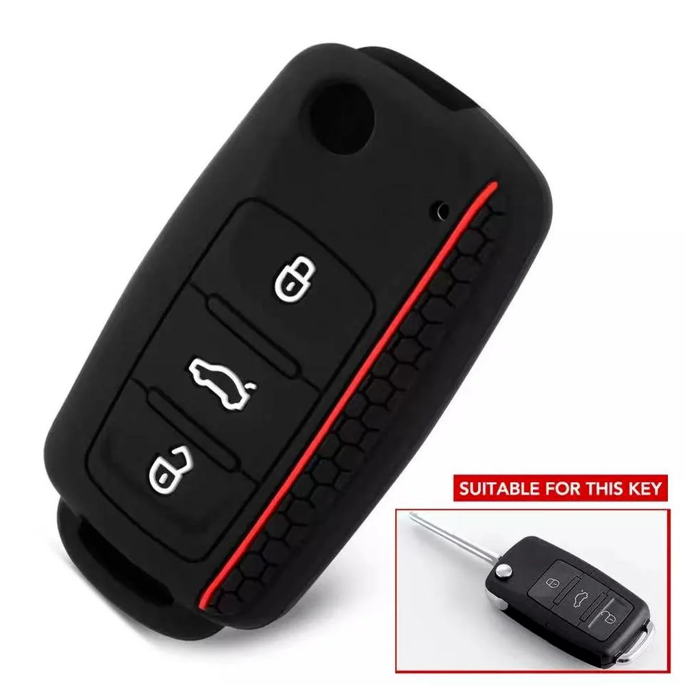 Funda de silicona para llave de coche, carcasa para VW, Polo, Bora, Beetle, Tiguan, Passat, Golf, Jetta, Eos, Volkswagen, Skoda, Fabia, Octavia, Fob