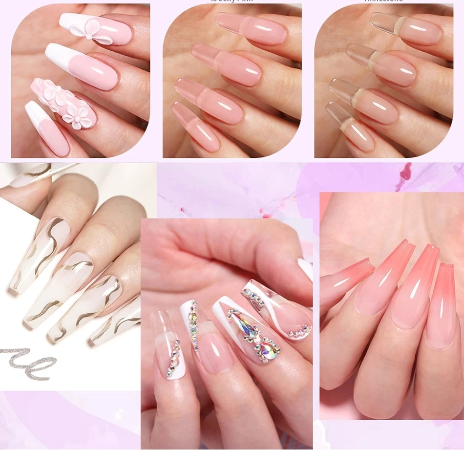 Clear White Pink Color Acrylic Dust Powder Pigments for DIY Acrylic Manicure Nail Tips System Materials