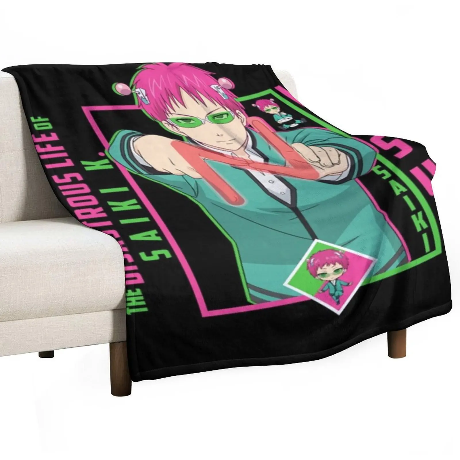 

Saiki K T-ShirtThe Disastrous Life of Saiki K. - Saiki Kusuo Throw Blanket Retros for sofa Plaid Luxury Brand Blankets