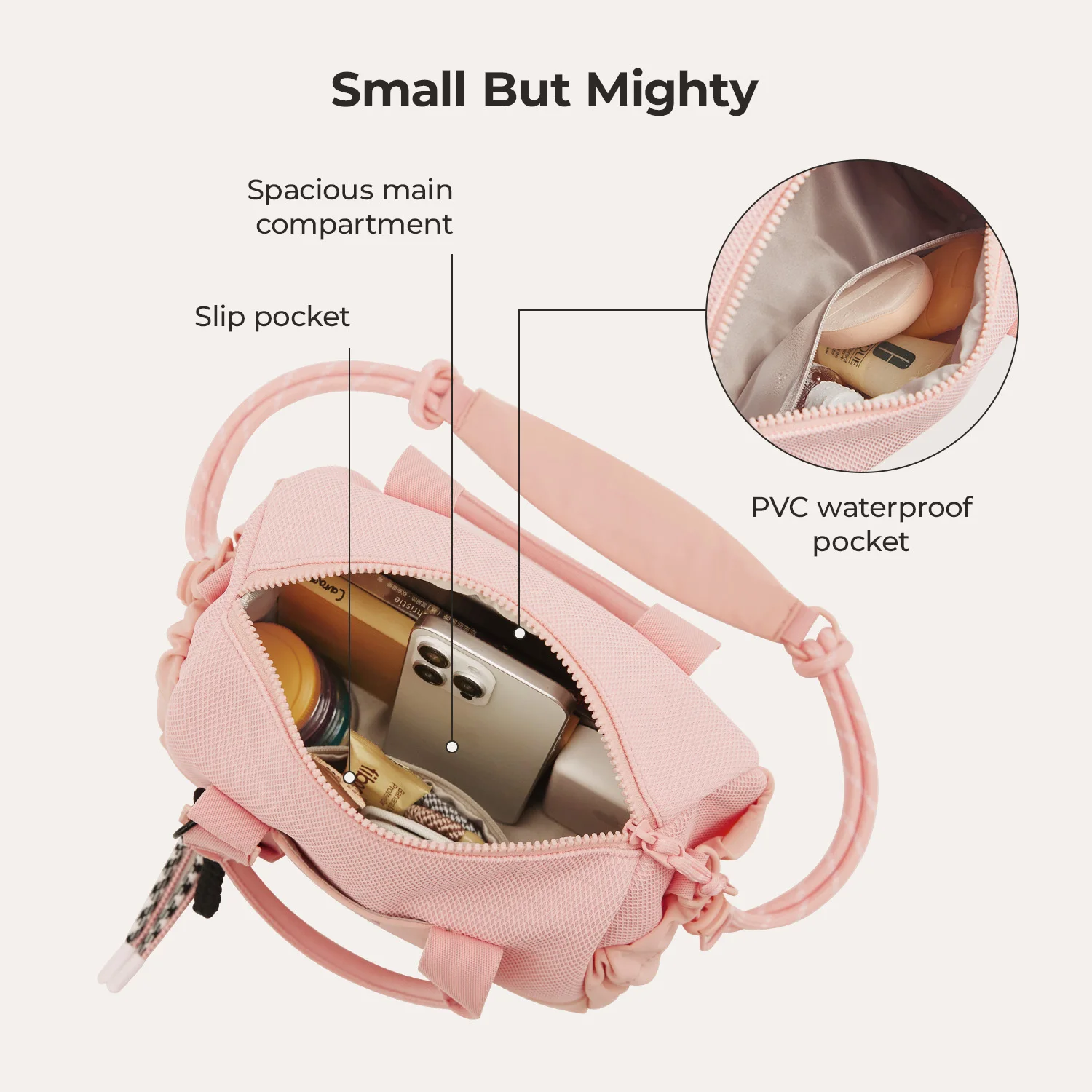 BAGSMART Boston-Tasche für Damen, Mini-Reisetasche, Schulter-Crossbody-Tasche, wasserdicht, mit Nassfach, für Fitnessstudio, Reisen, Alltag, Strand, Weekender – Detail 23