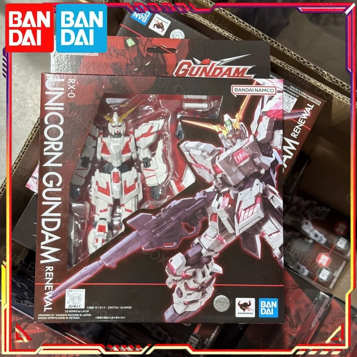 In Stock Bandai Genuine Gundam Model Kit GU RX-0 Unicorn Gundam Renewal Anime Action Figure Collection Finished Model Toys Gifts