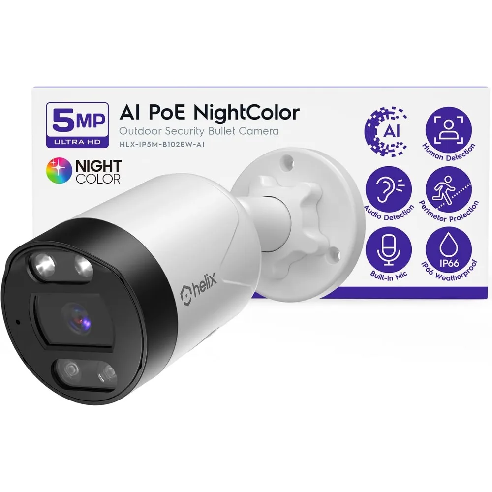 Outdoor 5MP IP Security Camera with Human Detection, NDAA Compliant, 256GB MicroSD Support, Night Vision, 2-Way Audio