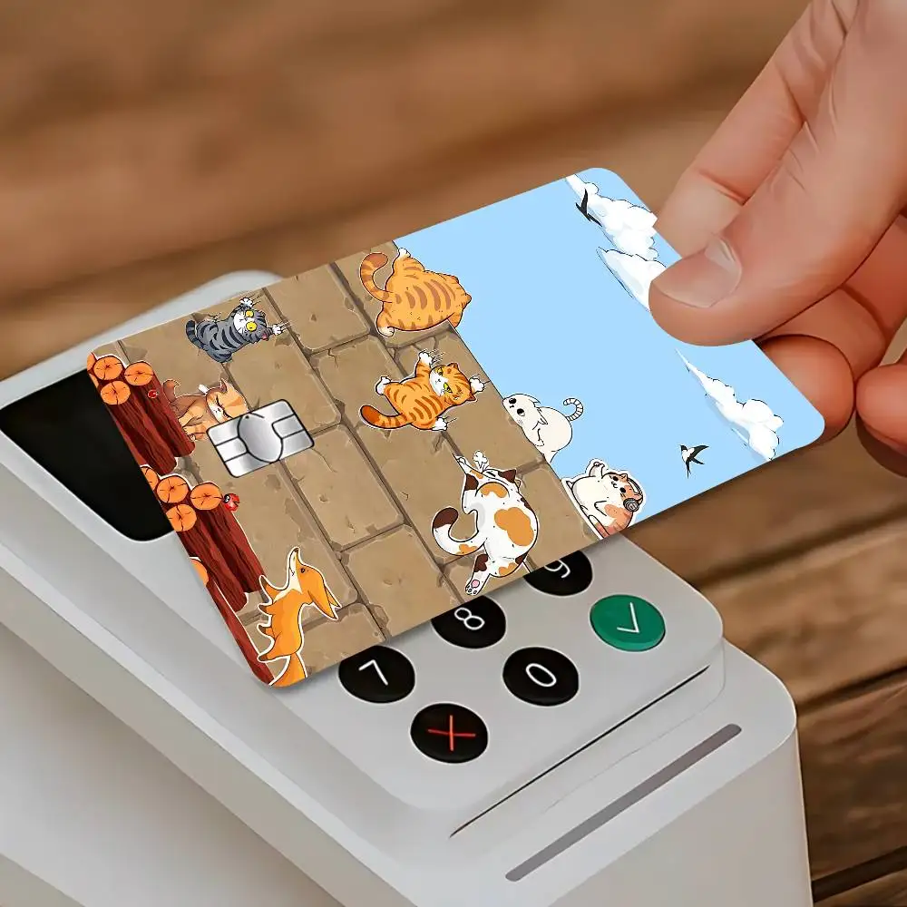 Cats Escape Card Stickers Sticker Skin Film Cover For Small Chip Credit Debit Card Bus Card HT12