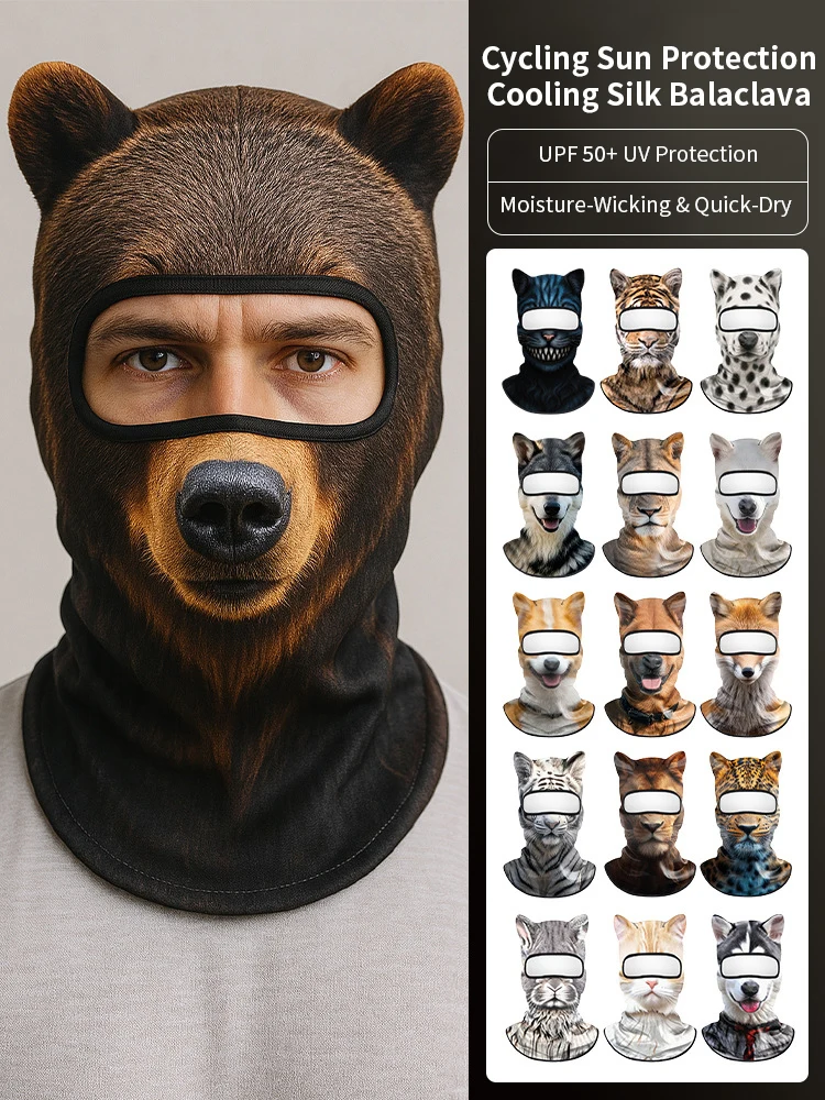 

3D Animal Ears Balaclava Mask for Festivals Raves Cosplay Halloween Ski Cycling UV Protection Funny Costume Face Cover Unisex