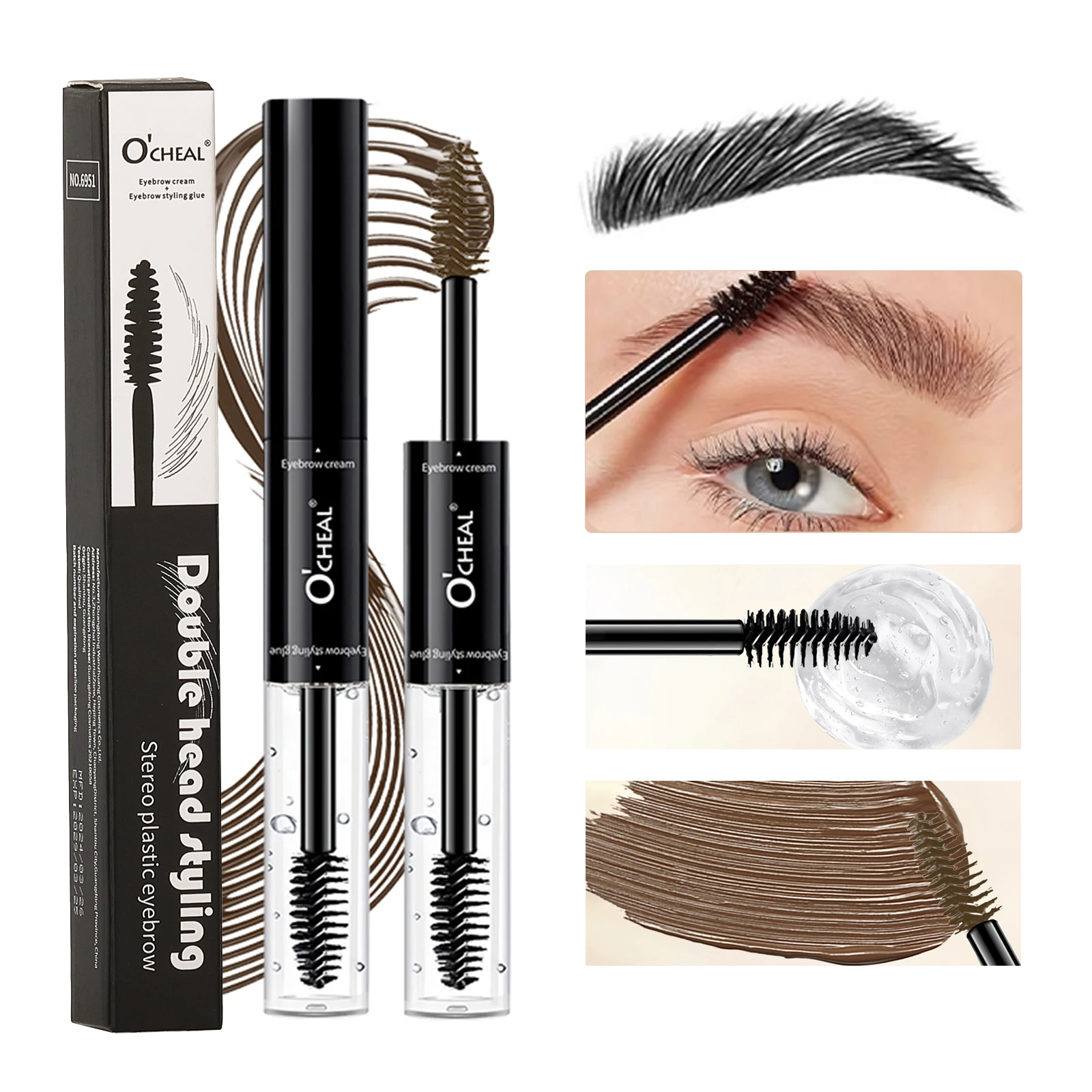 O'CHEAL Styling Eyebrow Gel 3D Feathery Wild Brow Wax Tattoo Tint Eyebrow Double-end Sculpt Soap Eyebrow Eye Makeup Cosmetics