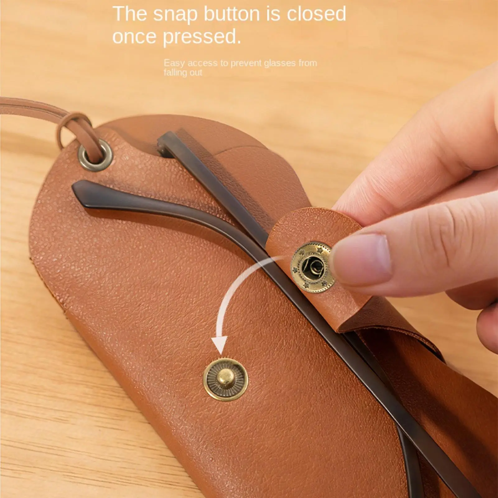 PU Leather Eyeglass Case with Strap Soft Sunglasses Organizer Bag Portable Travel Glasses Pouch for Home Office Gym  Travel