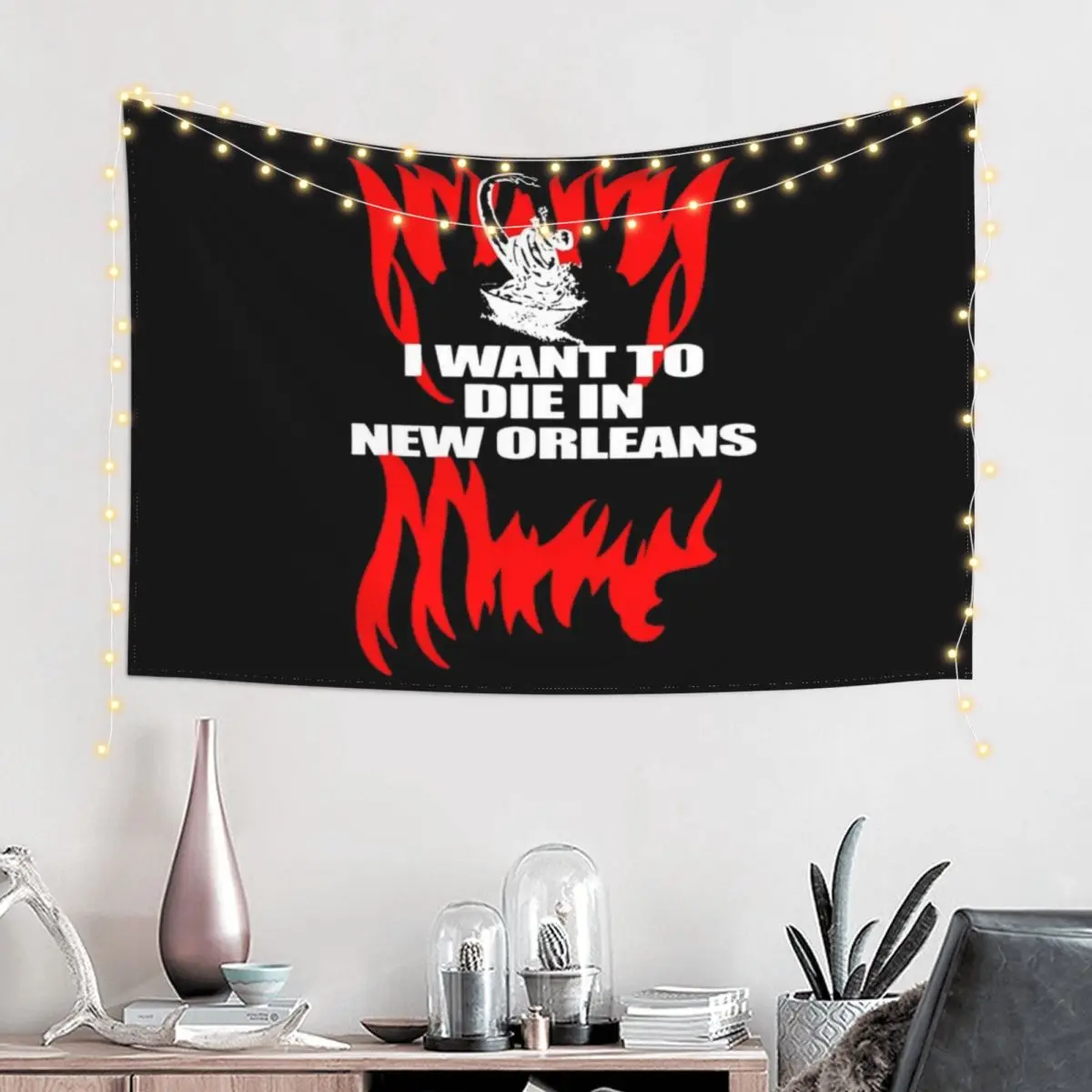 

I-Want-to-Die-in-New-Orleans Gift Halloween Day, Thanksgiving Day, Christmas Day Tapestry Decoration Pictures Room Wall Tapestry