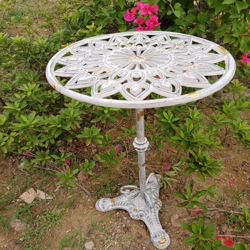 European Style Cast Iron FlowerPot Base Retro Do Old Plant Stand Hollow Out Design Storage Shelf Courtyard Garden Holder
