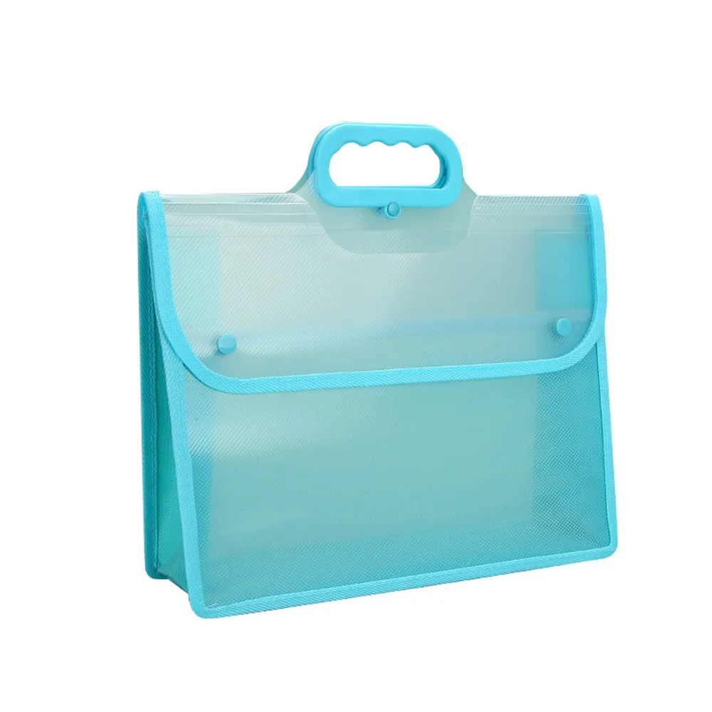 New PP File Pocket Flip Cover Transparent File Bag Portable Large Capacity Document Bag School Office Supplies