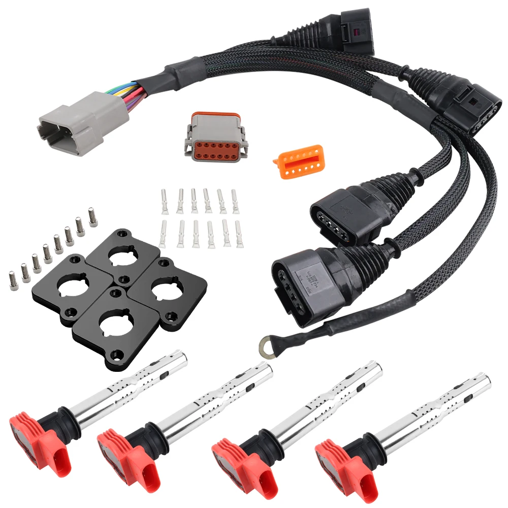 1.8T to 2.0T FSI R8 Ignition Coil Packs Conversion Harness Kit & ICM For Audi A4 VW Passat B5 Golf Jetta 1.8L Turbo