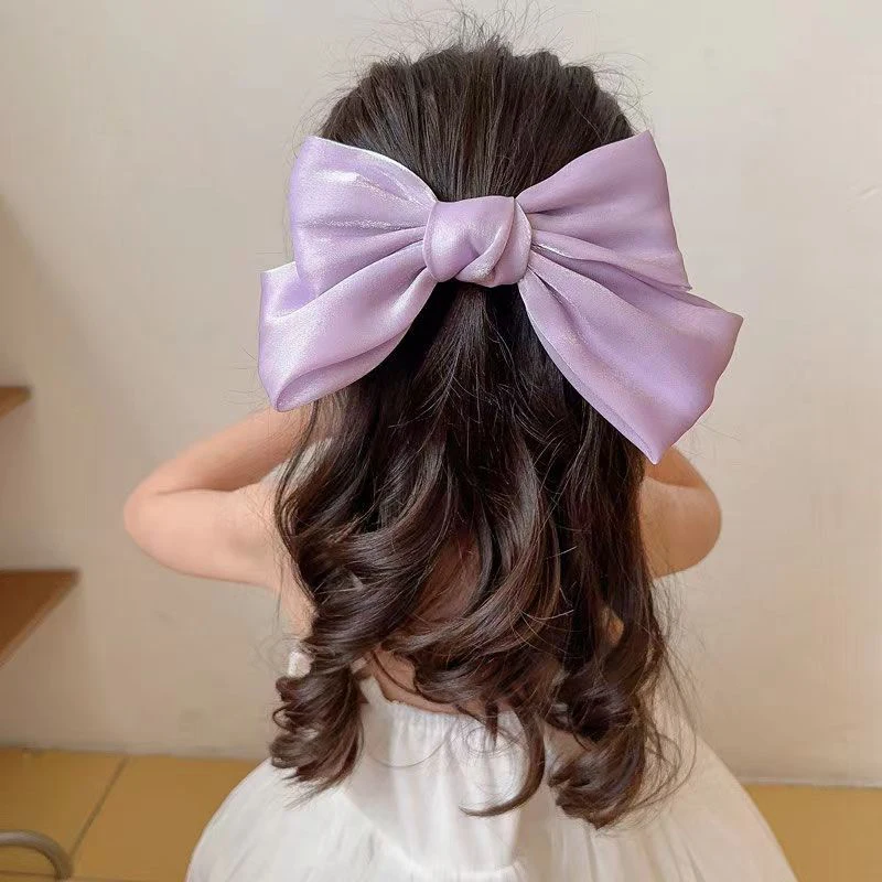 Gancho grande de lazo grande para niña y mujer, horquillas de cinta, clip de pelo de satén para mujer, pinza, accesorios para el cabello