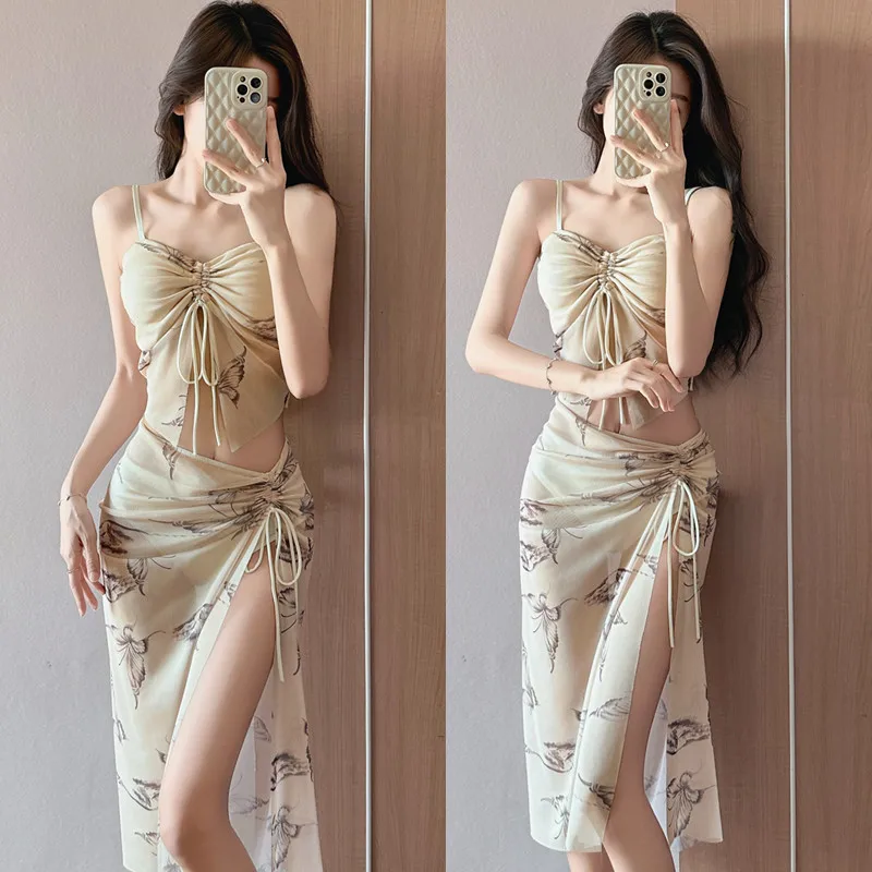 كبير الحجم المرأة بيكيني مجموعة ملابس السباحة عارضة الحرارية الربيع Vaion التخسيس طويل الدكتور مثير المحملة ملابس السباحة مجموعة #1