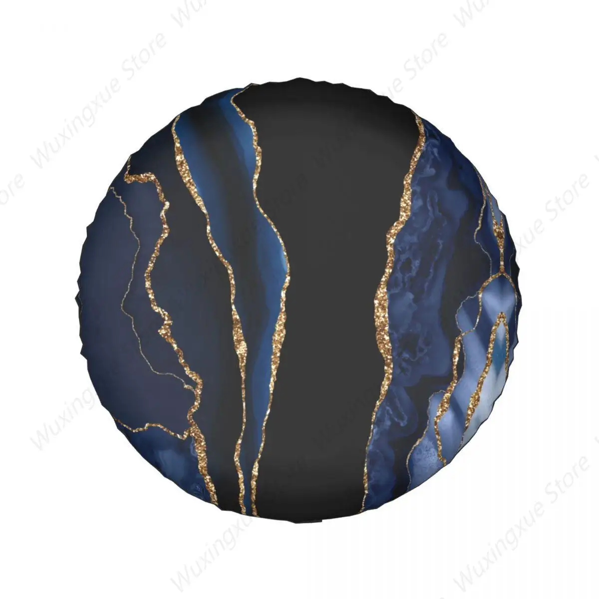 Abstract Blue And Gold Modern Marble Texture Spare Tire Cover Case for Jeep Mitsubishi Pajero Car Wheel Protectors Accessories