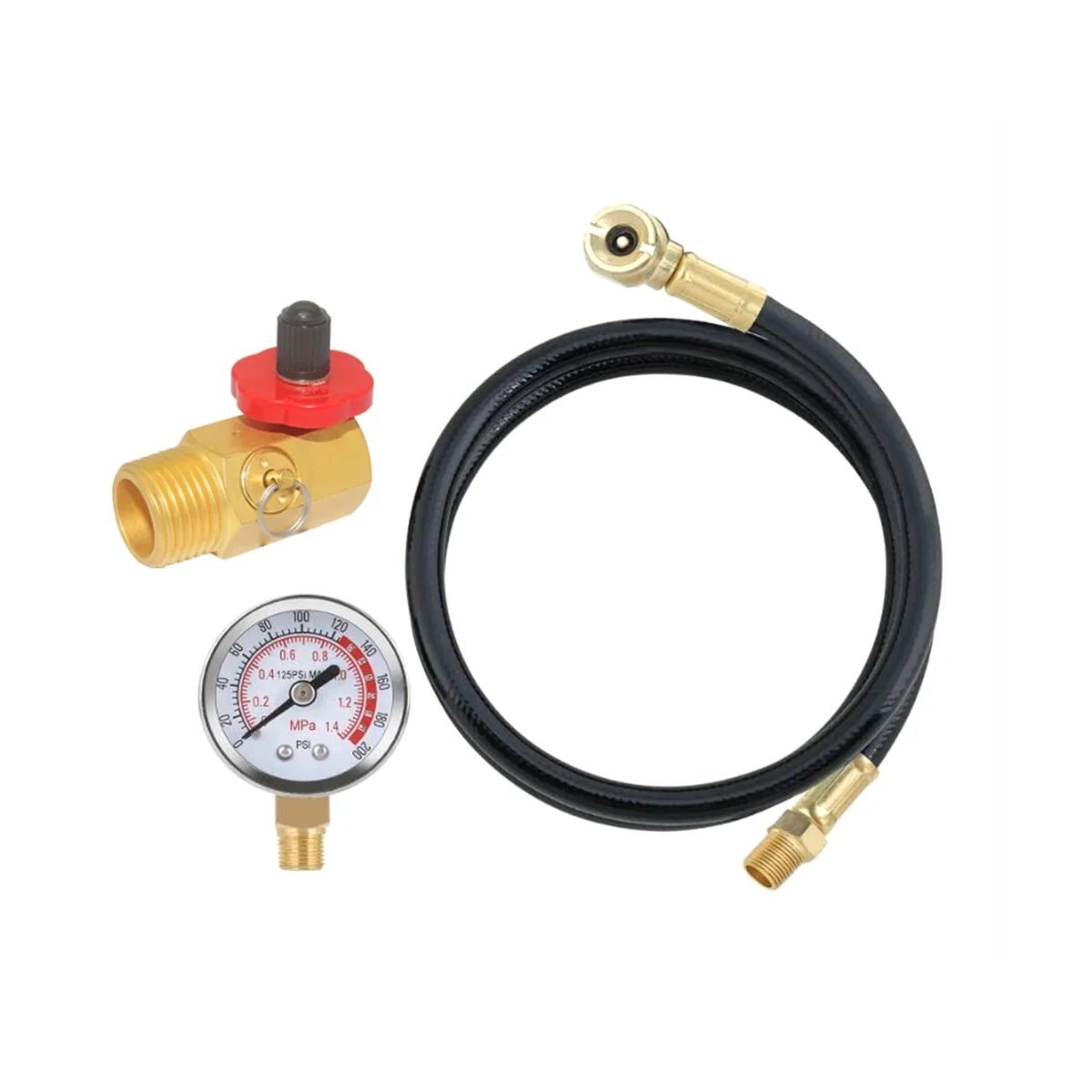 

Air Tank Repair Kit W/Safety Valve, Pressure Gauge and 4 Feet Air Tank Hose Assembly Kit for Portable Carry Tank