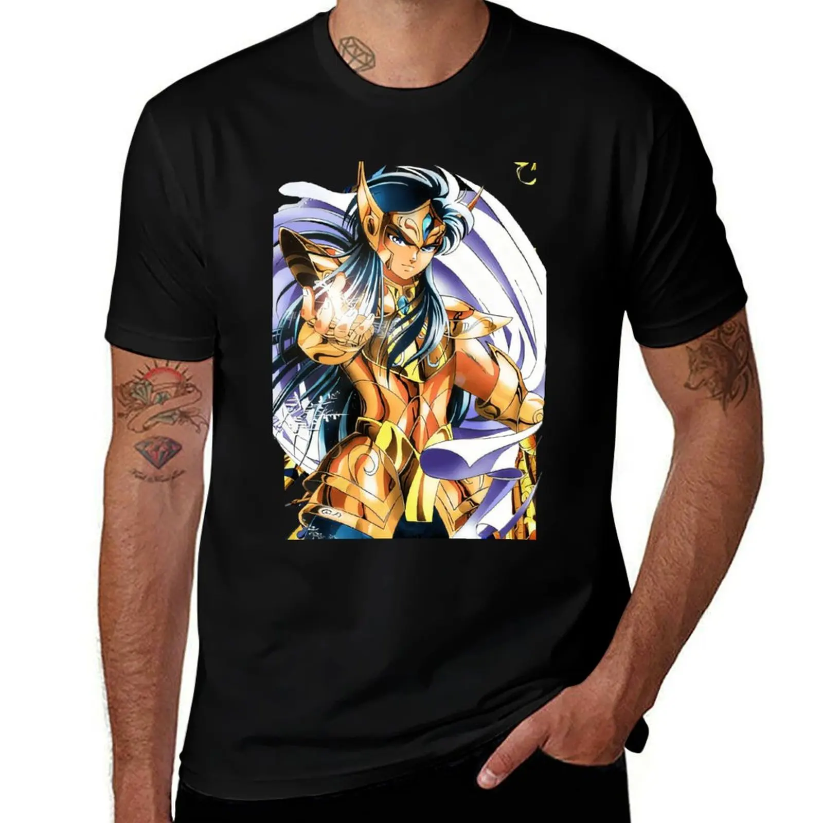 

Design T-Shirt Eco Fabric Minimalist Style for Outdoor Activities Saint Seiya Gold Saint Knights of the Zodiac Aquarius Camus