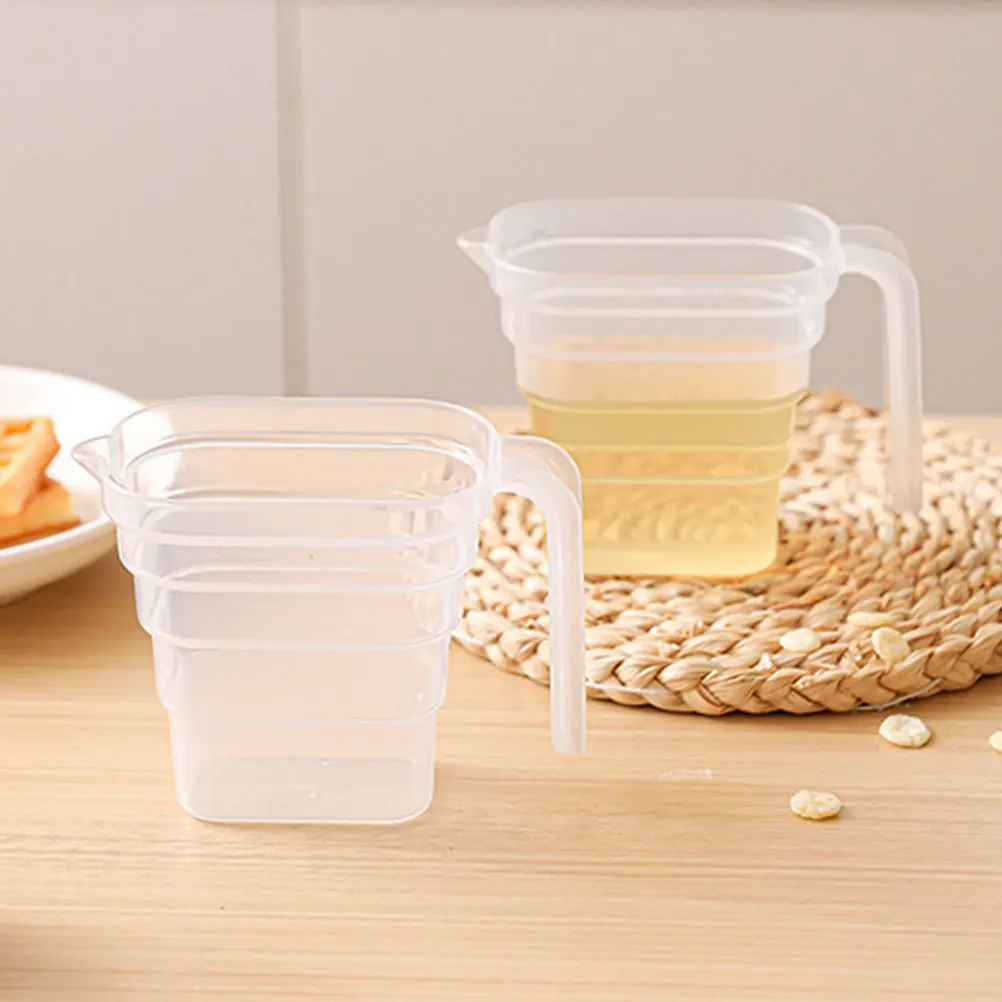

2pcs Baking Measuring Cup Transparent Plastic Kitchen Graduated Cup For Liquid Oil Milk Mixing Coffee Egg Home Use Reusable Tool
