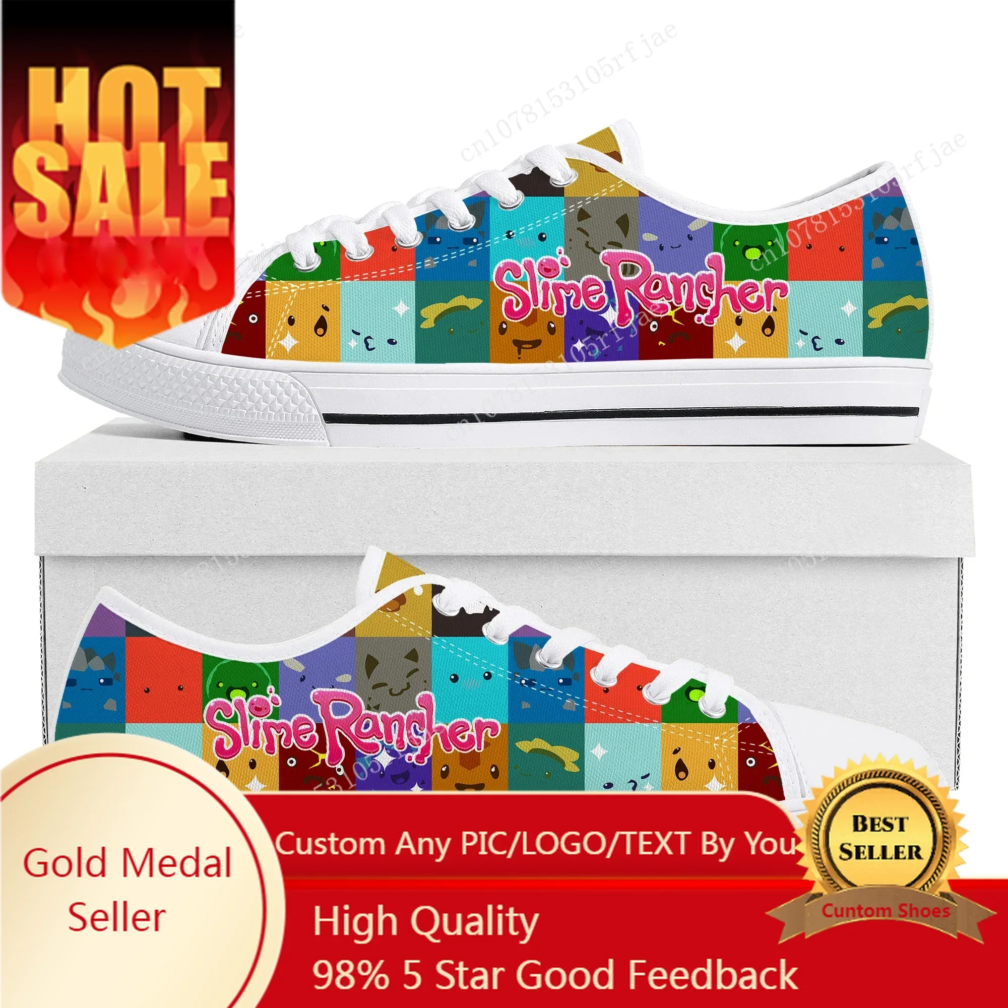 

Slime Rancher Low Top Sneakers Cartoon Game Womens Mens Teenager Fashion Canvas Sneaker Couple Custom Built Shoes