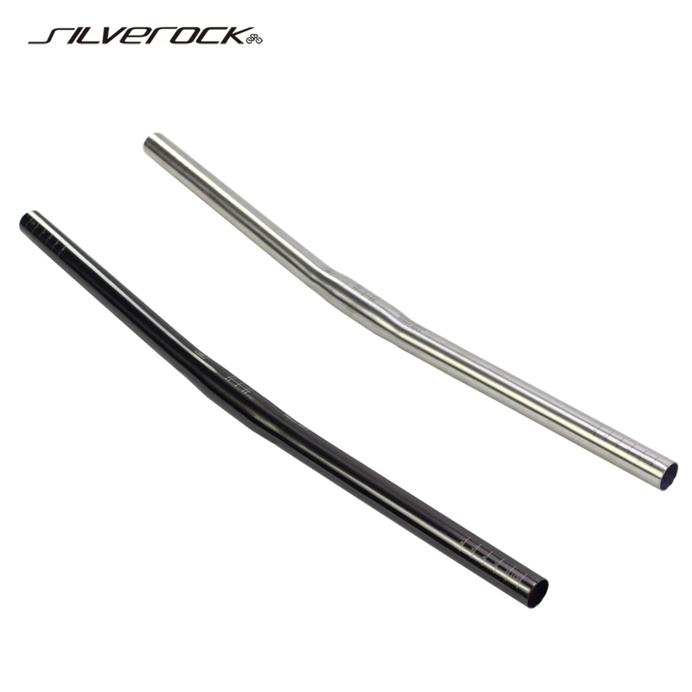 SILVEROCK Titanium GR9 Riser Bar Flat Handlebar 25.4mm x 560mm for Brompton 3sixty Pikes Trifold Folding Bike Ultra Light