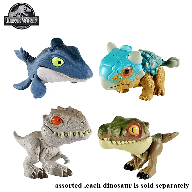 Original Mattel Jurassic World Snap Squad Dinosaurs Indominus Rex Baryonyx Mosasauru Bumy Ankylosaurus Children's Toys for Boys