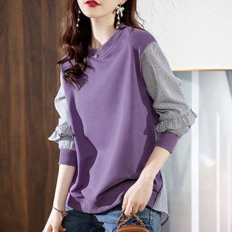 

Round Neck Hoodie for Women New Style Without Hat Popular Fashion Small Stature Age Reducing and Stylish Top