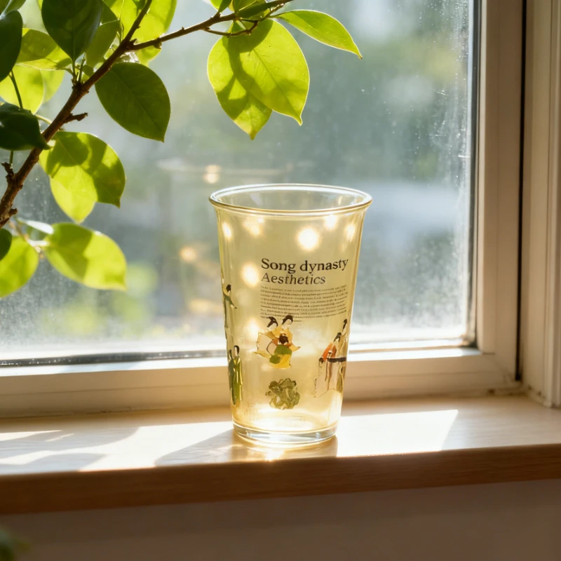 Retro Palace Glass Cup, New Chinese Style Tea/Coffee Mug, Home Use Drinkware, Elegant Gift for Souvenir, Vintage Beverage Cup.