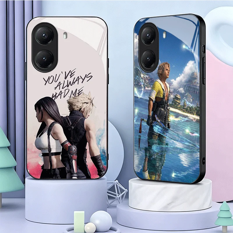 Funda de Teléfono de Vidrio Templado con Diseño de Anime F-Final F-Fantasy para Xiaomi Poco M7 M8 X7 X8 Pro Max X6 X5 X3 Redmi 15 15C 14C 13C 15T 17T M6 M