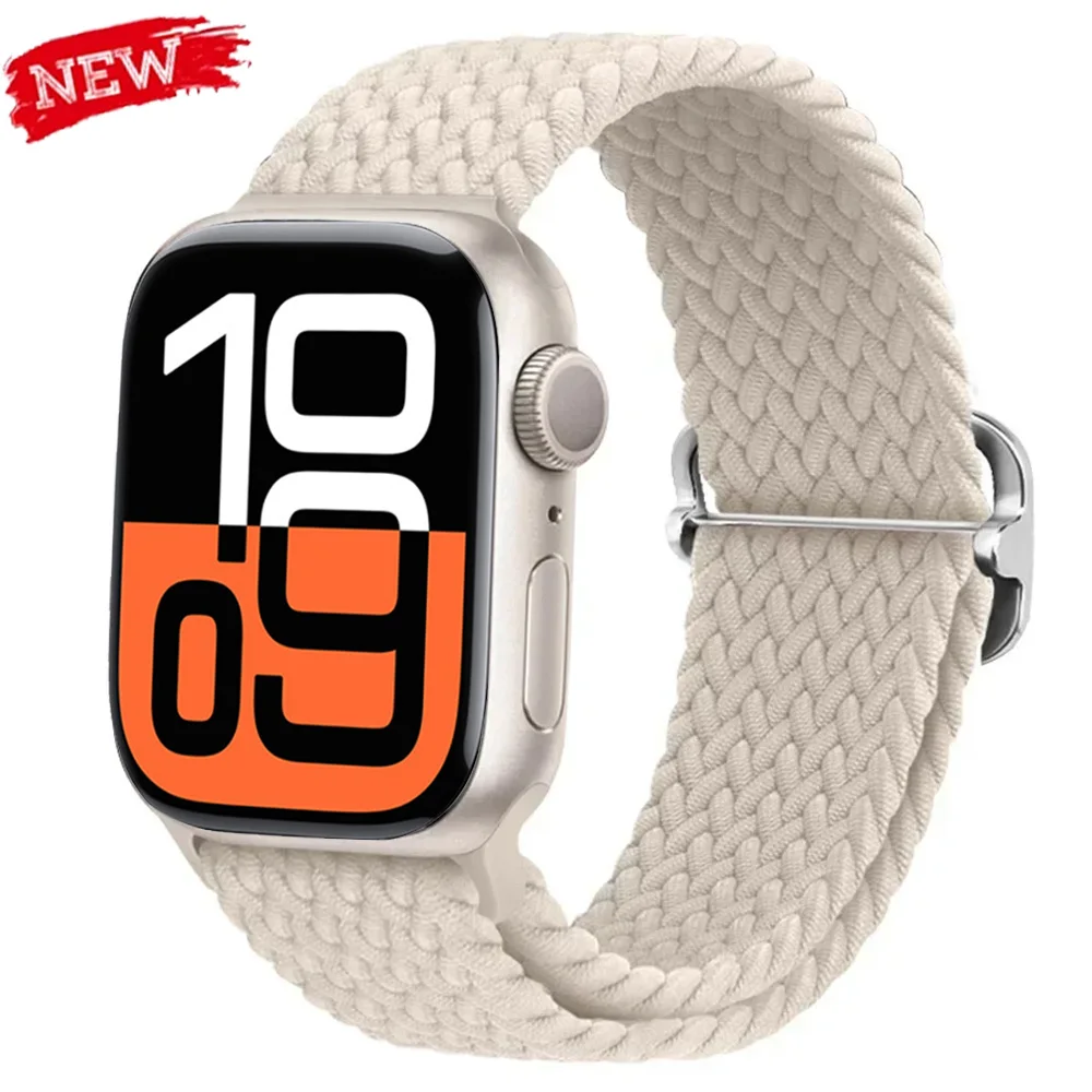 Nylonarmband für Apple Watch Serie 11, 10, 9, 8, 7, 6, SE3-Band, geflochtenes Schlaufenarmband für IWatch Ultra 3/2 49 mm, 46 mm, 44 mm, 42 mm, 41 mm