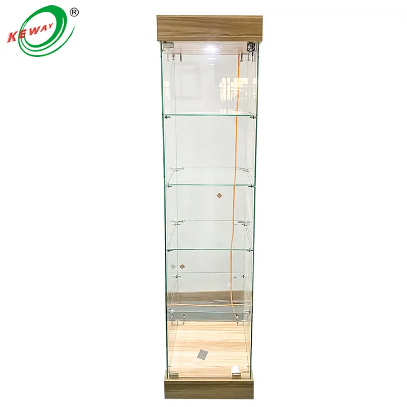 custom.keway High-End Customized Hotsale Glass Display Cabinets with 4pcs light on the top OEM Supply