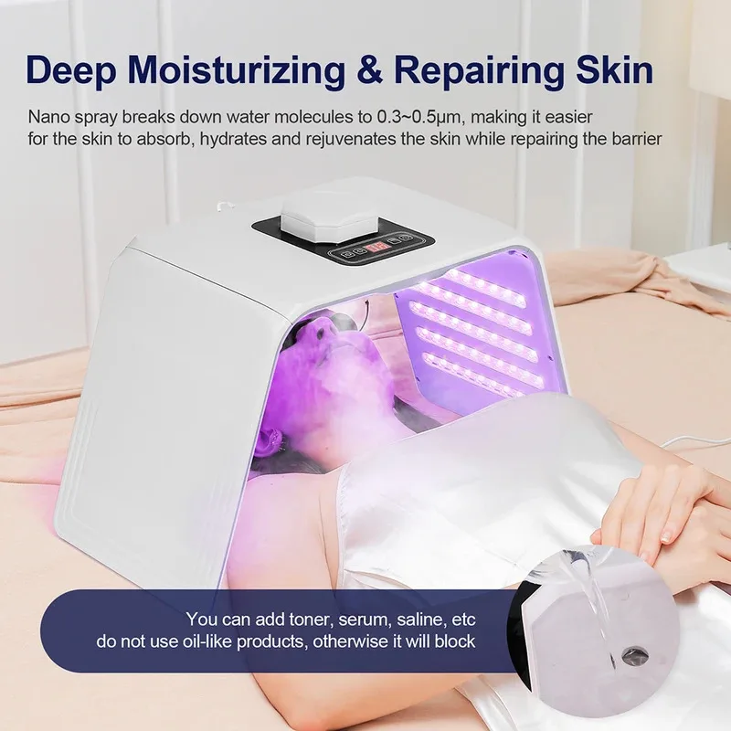 Masque de beauté photonique LED 7 couleurs, Nano Spray hydratant pour la peau, soins pour le visage et le corps, SPA
