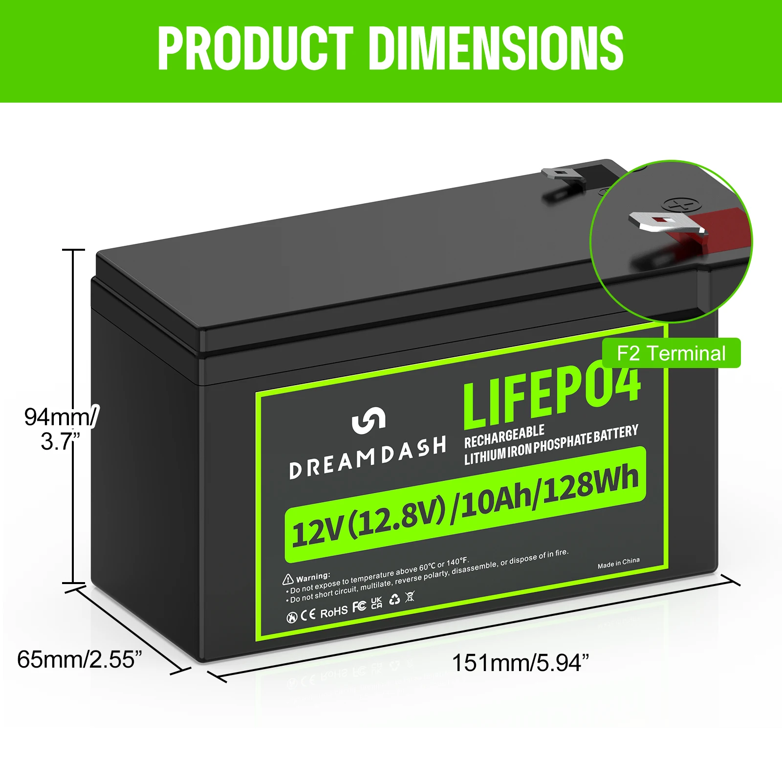 DREAMDASH 6V 6Ah 12V 7Ah 12V 10Ah LiFePO4-Akku mit integriertem BMS, wiederaufladbarer Lithium-Eisenphosphat-Akku für Wohnmobile, Golfwagen, Solaranlagen, Trolling-Motoren, Boote und Kinderfahrzeuge, Versand aus den USA, Großbritannien und Polen. – Detail 32