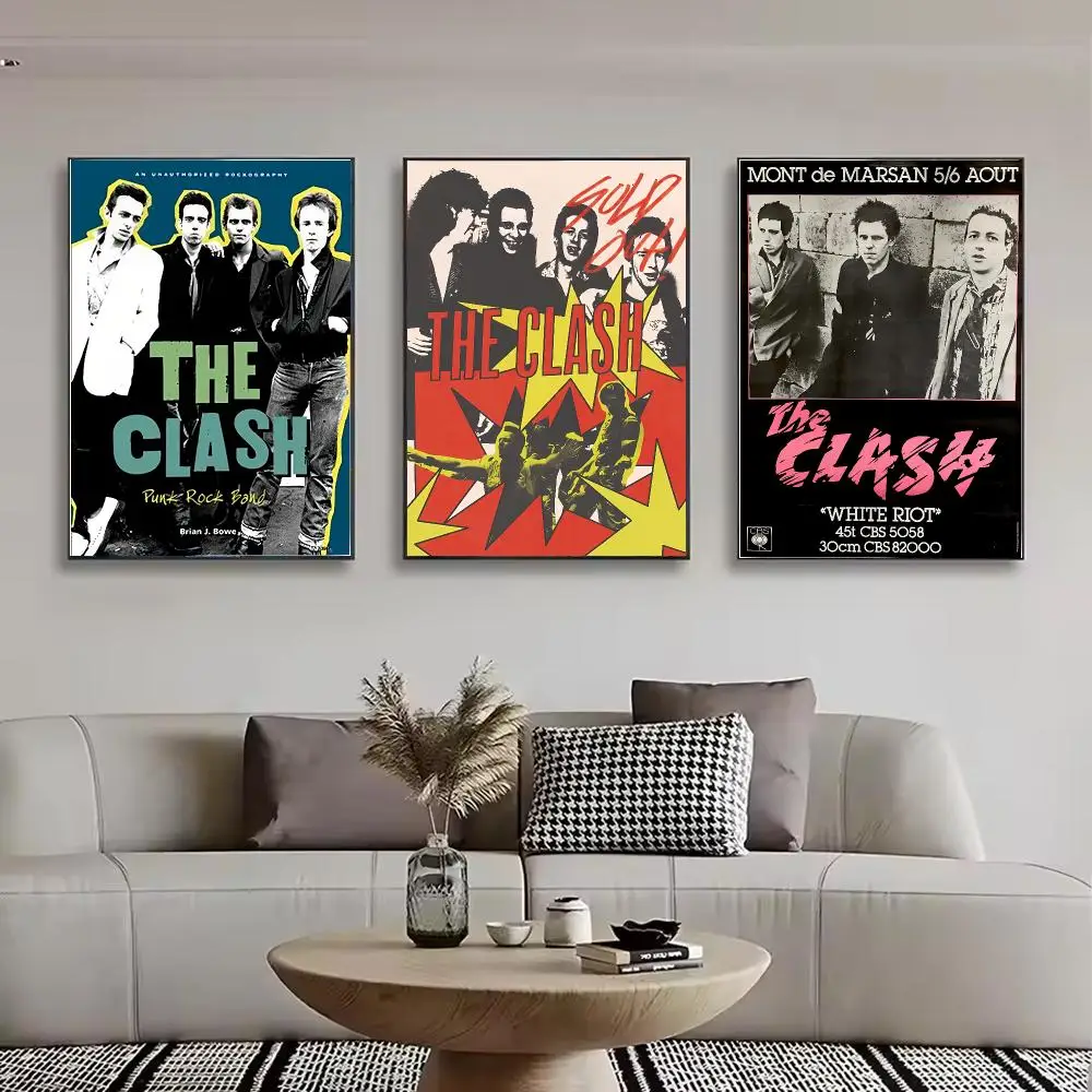 Punk Rock The C-Clash Painting Calligraphy Stylish Canvas Poster Wall Art for Bedroom Living Room Study Home Decor Gift