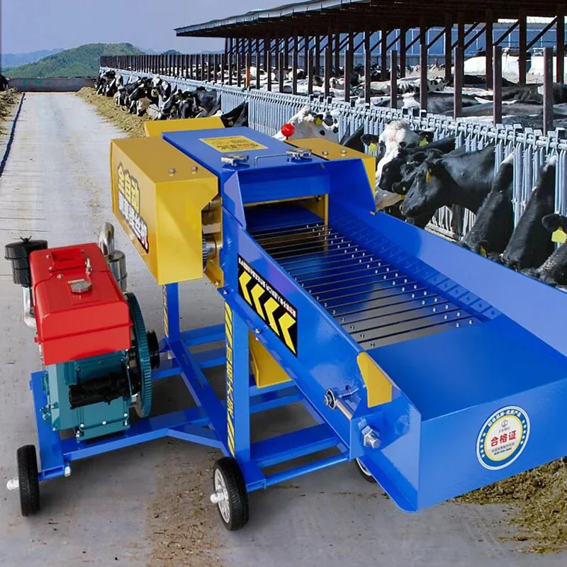 Alimentação multifuncional motor diesel cortador de grama martelo moinho cortador de palha casa reprodução gado e ovelhas cortador de colheita de grama