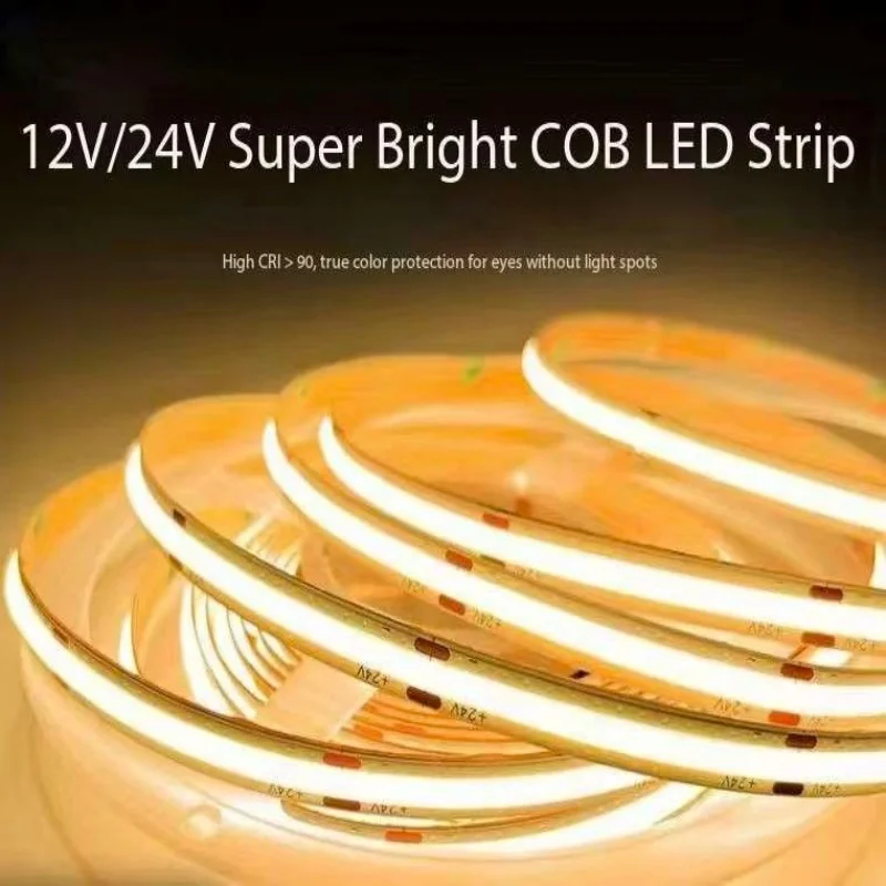 تيار مستمر 12 فولت 24 فولت فوب COB قطاع 320 المصابيح/م عالية الكثافة RA90 الأبيض 3000 كيلو 4000 كيلو 6000 كيلو IP21 شريط مرن حبل مصباح ليد