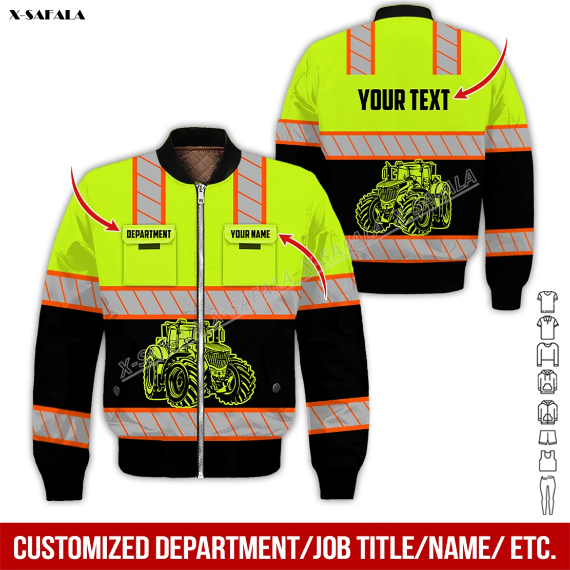 

Love Tractor Truck Custom 3D Printed Bomber Thick Jacket Adult Men Flight Pilot Zipper Coat Warm Uniform Workwear Safety