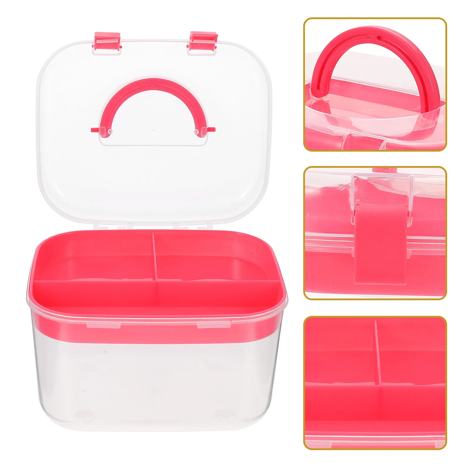 

Double Layer Storage Box With Handle Large Capacity Plastic Organizing Case For Home Office Desktop Craft Manicure Tools