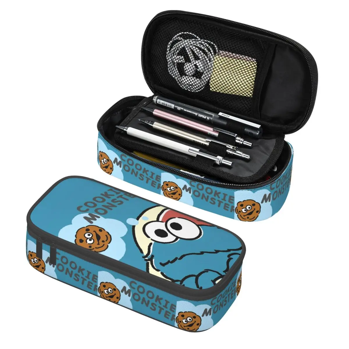 

Cookies Monsters Pencil Case Double Layer Large Capacity Kids Pencil Bag Gift