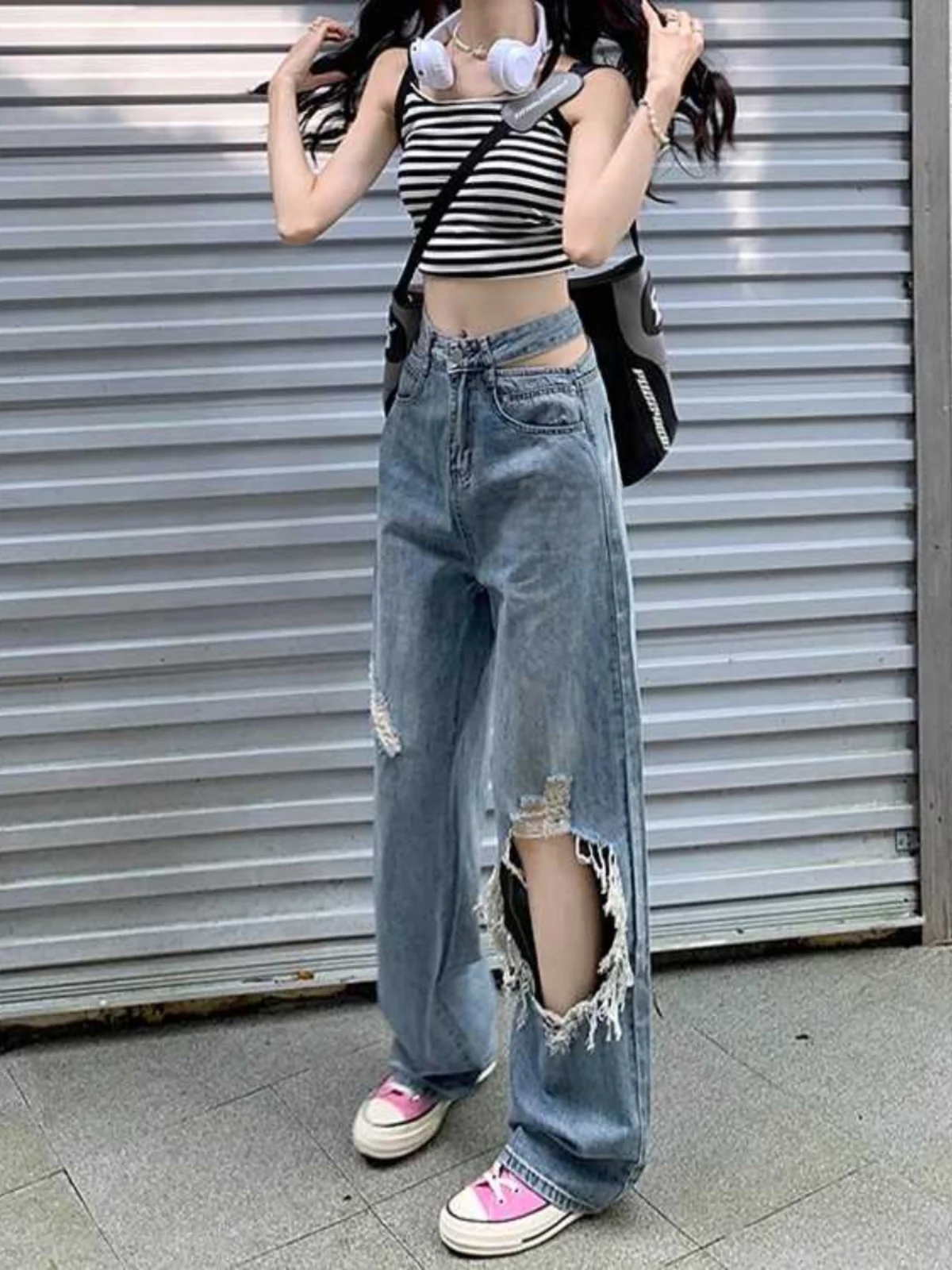 

Женские джинсы с низкой посадкой, свободные, тонкие, прямые, широкие, в пол, для ранней осени, в уличном стиле, трендовые