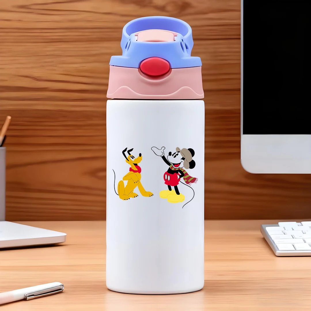 

Disney skull and cigar themed vacuum cup with trendy font and background 304 stainless steel cartoon straw cup childrens wat