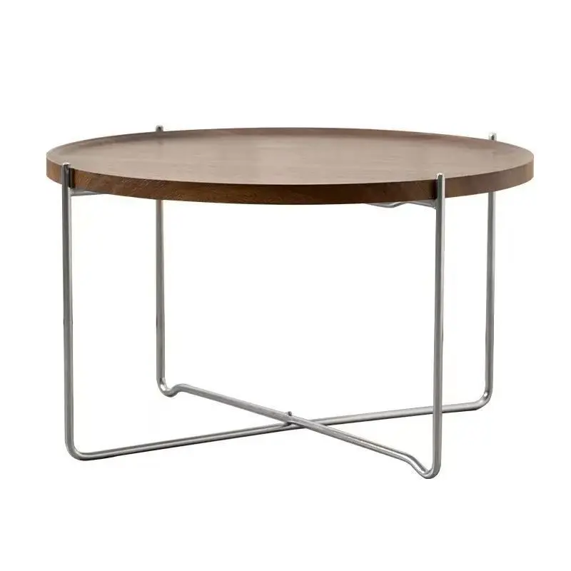 

Living room folding coffee table small apartment household corner few balcony tea table outdoor movable log Internet celebrity s