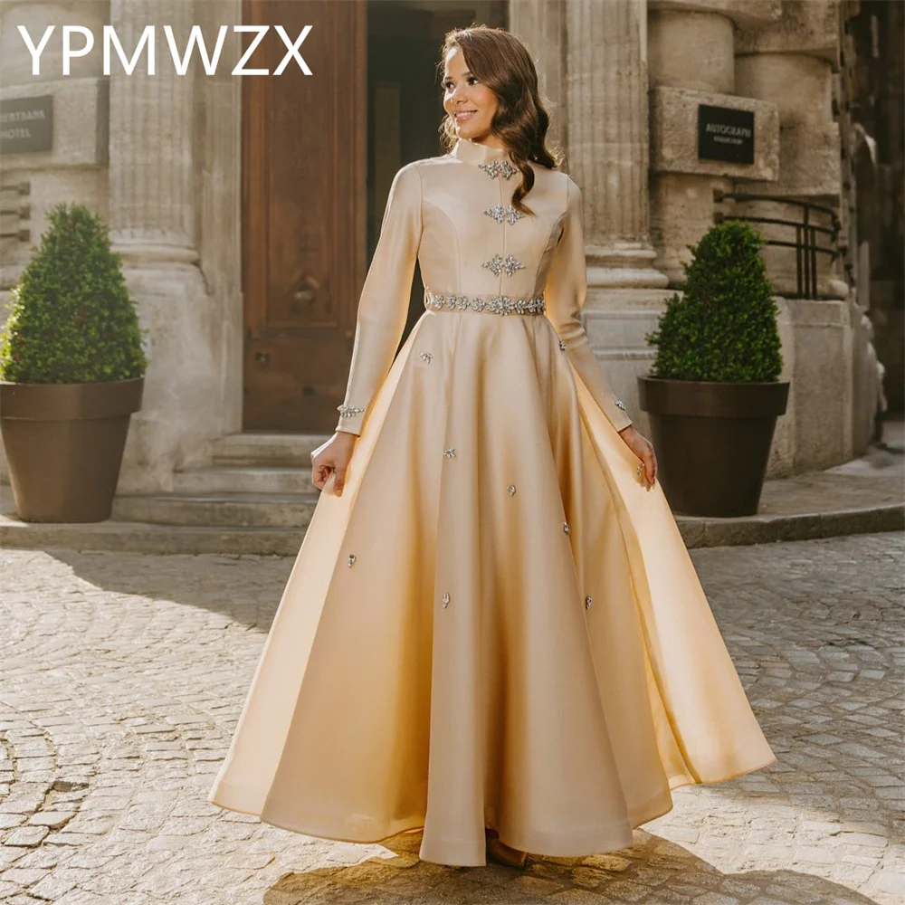 

Customized Evening Dress Party Occasion Women Formal YPMWZX Jewel A-line Floor Length Skirts Draped Bespoke