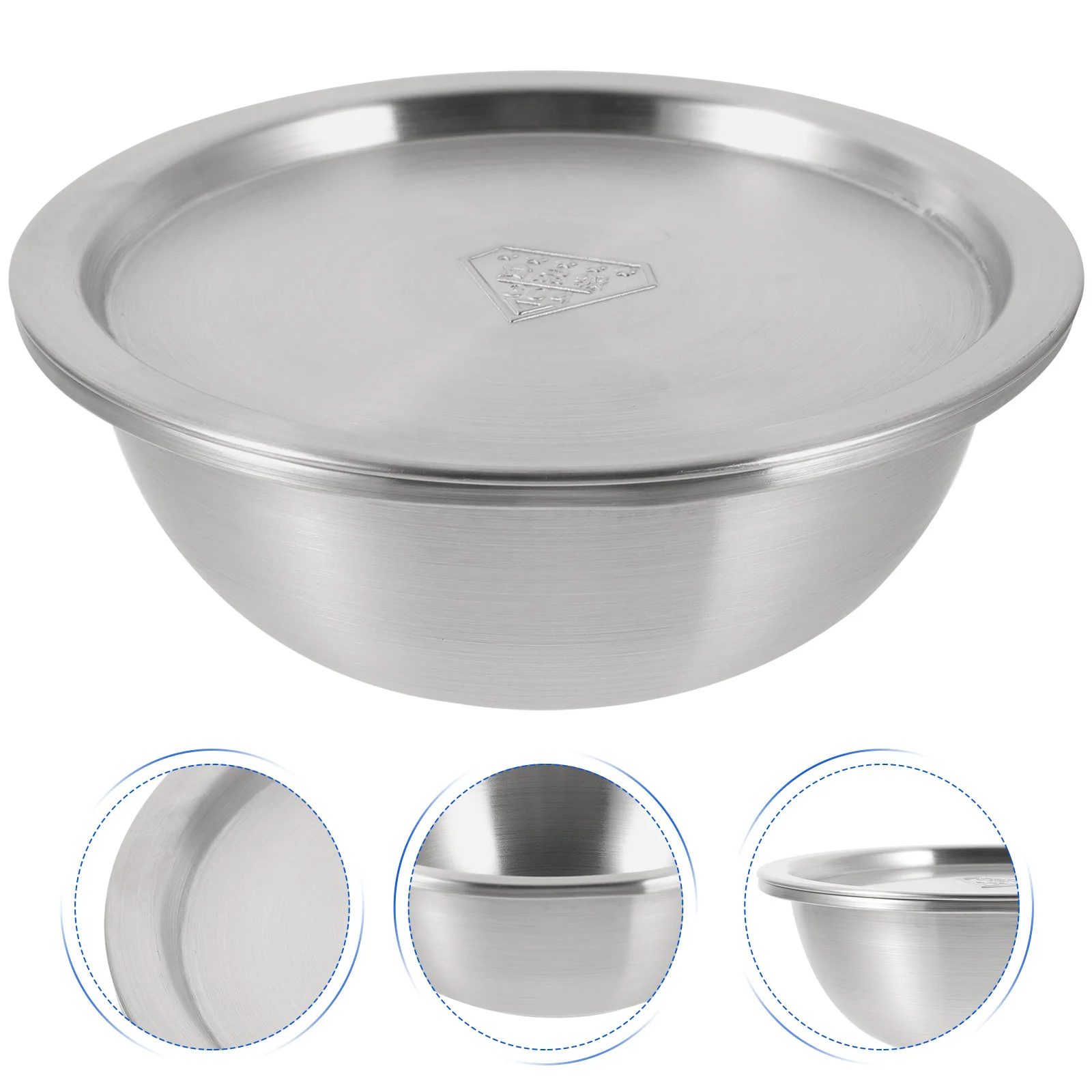 

1 set Stainless Steel Soup Bowl Large with Lid Mixing Salad Storage Kitchen Bowl Multi Purpose for Cooking Baking Serving