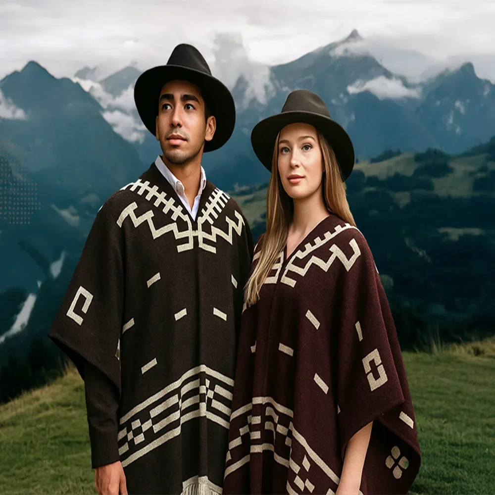 Men's Cape Fashionable Knitted Fringed Pullover Mantle Men Thickened Warm Large Shawl Wool-like Material Winter Season