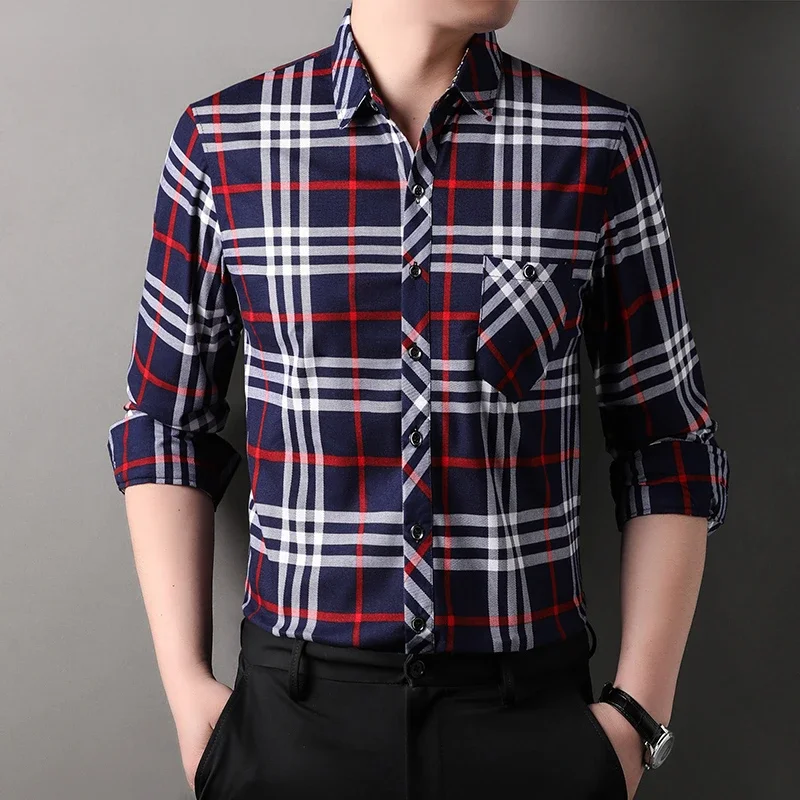 

2025 Men's Striped Long Sleeve Shirt Business Casual Fashion Comfortable Non Ironing Four Seasons Versatile Top