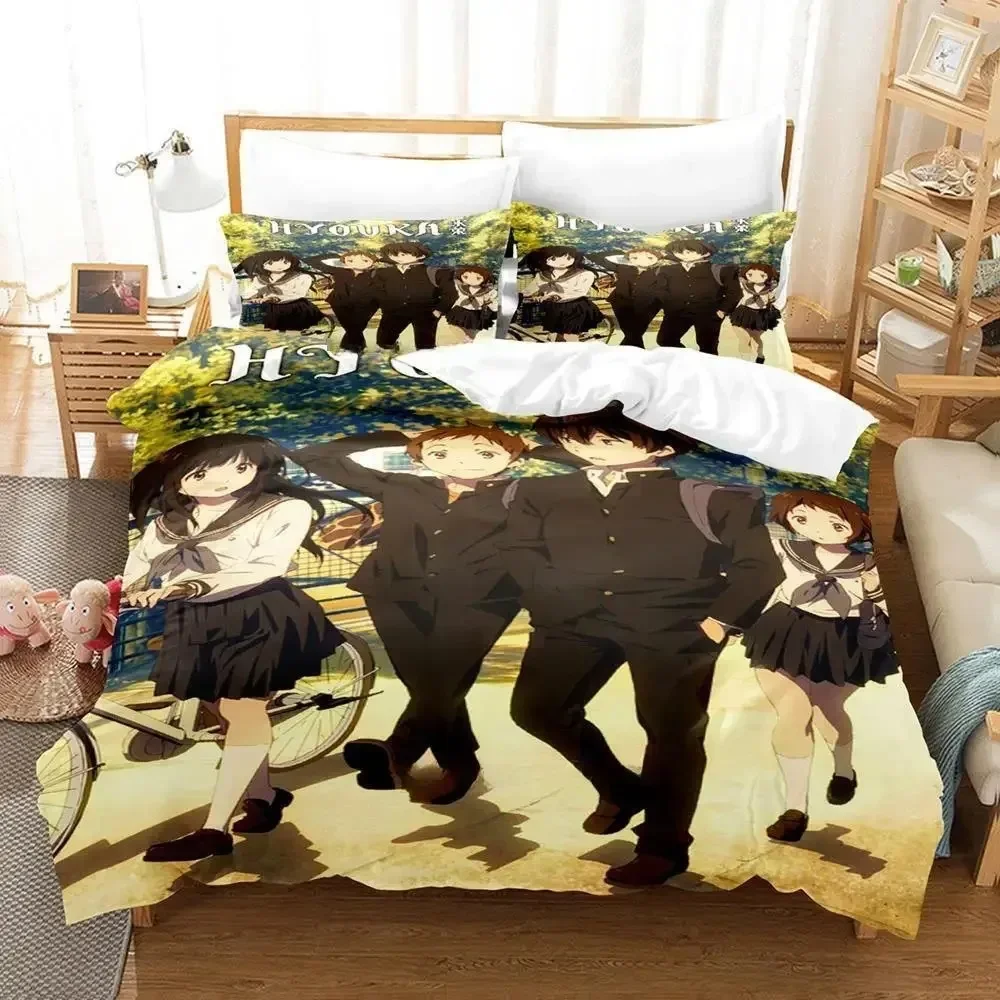 Hyouka-Parure de lit imprimée en 3D Anime Anime pour adultes et enfants, parure de lit pour chambre à coucher, simple, double, pleine reine, roi, housse de couverture de athlon, nouveau