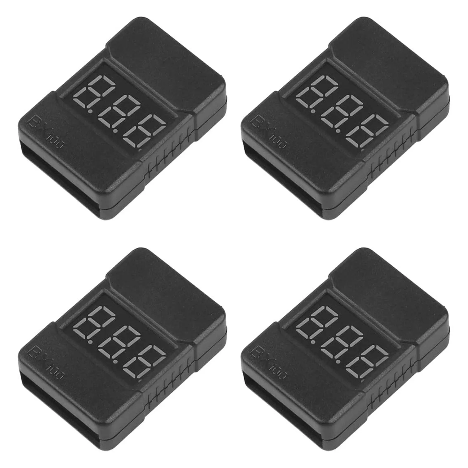 4Pcs LiPo Battery Checker Low Voltage Buzzer Alarm 100DB with LED Display for RC Lipo Life LiMn Li-Ion Battery