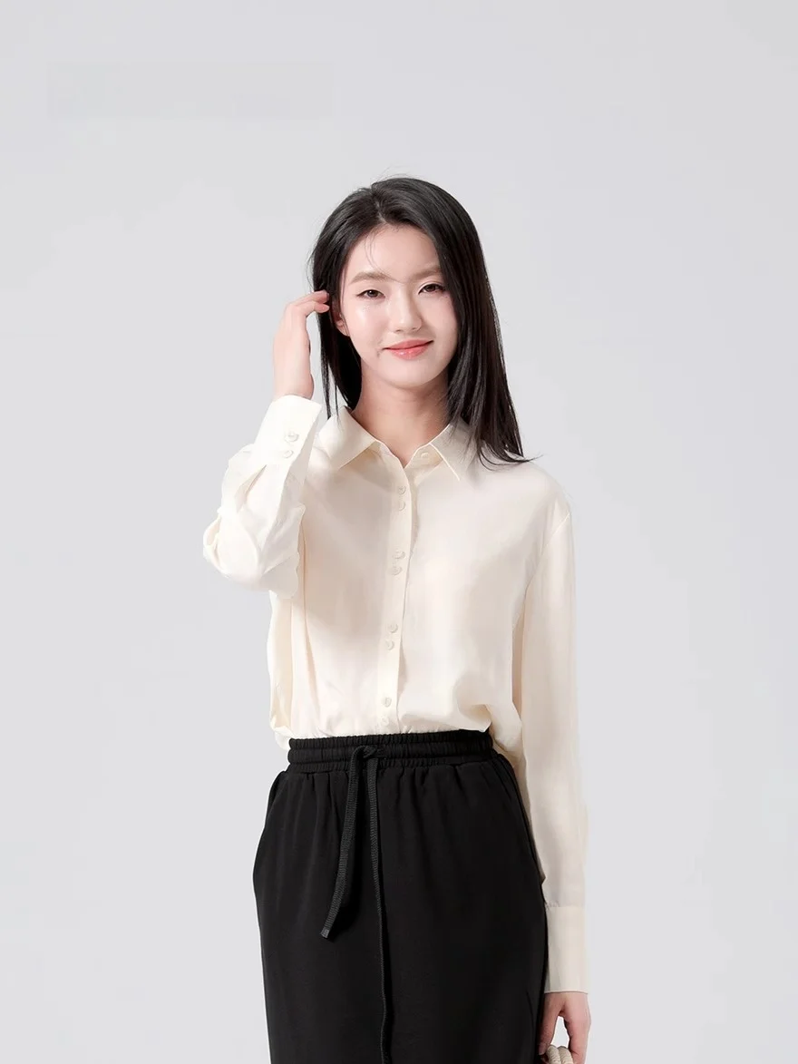 

Dailanzhi Осенняя новинка: базовая рубашка из лиоцелла, однотонная, универсальная, слегка прозрачная, в корейском стиле, прямого кроя.