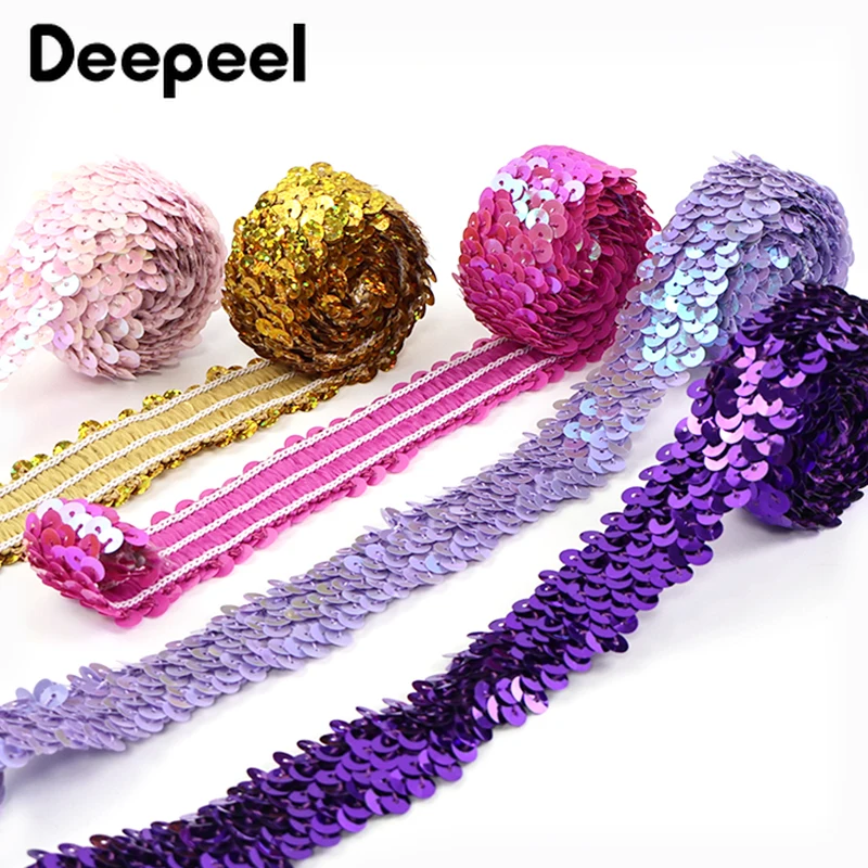 

10Meters 30mm Sequin Lace Trim Elastic Band for Latin Dress Decor Rubber Bands Garment Laces Stretch Tape DIY Sewing Accessories