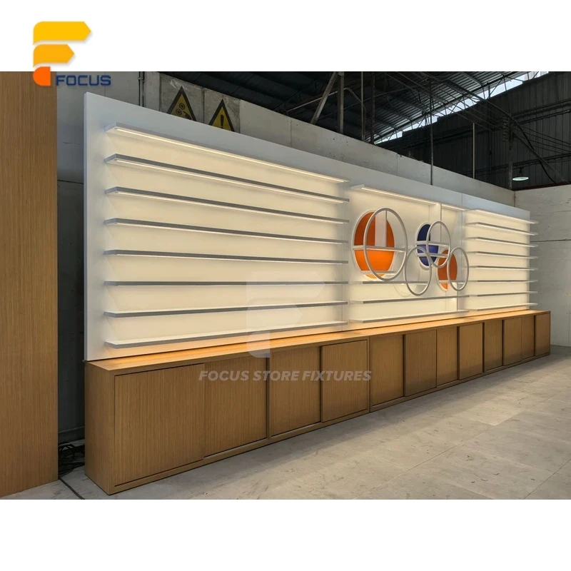 custom.Eco-friendly boutique solid wood display cabinet solution optical wall display rack